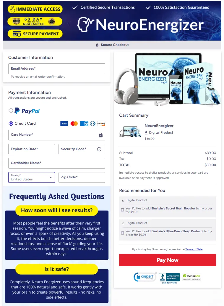 neuro energizer-checkout-page